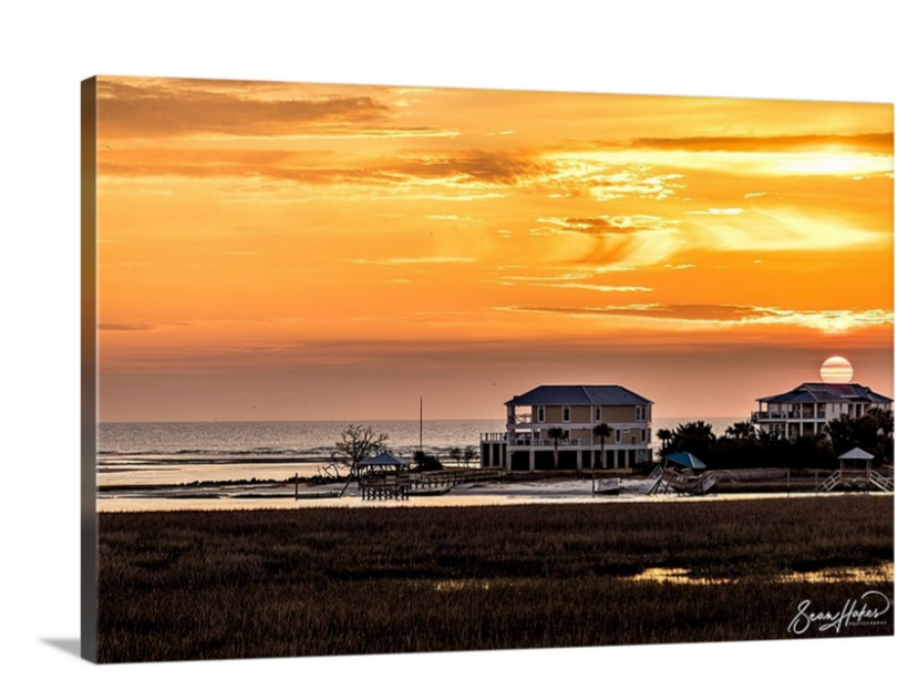 Pawleys Island, St Patrick's Day Sunrise 36" x 24" Canvas Print
