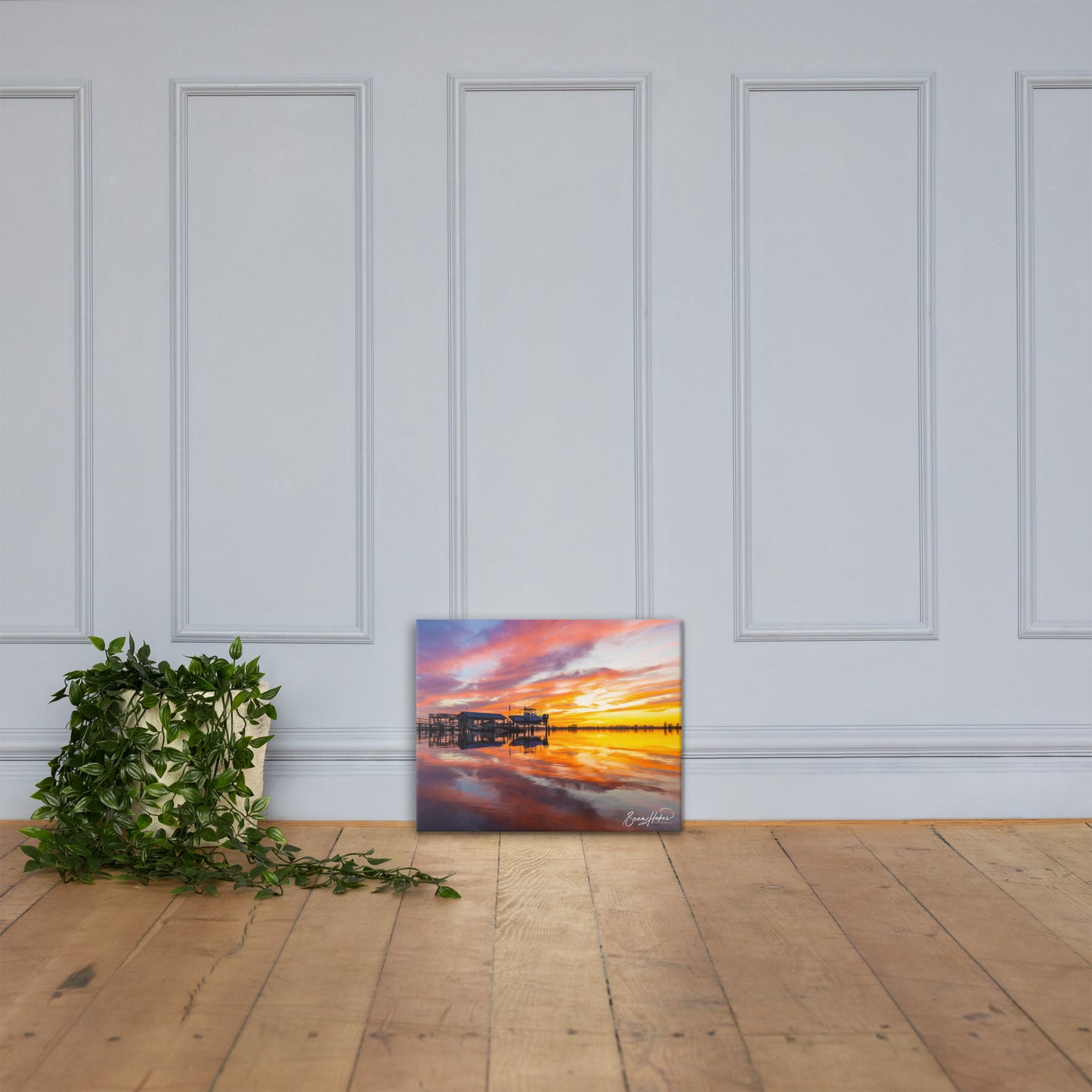 Brilliant Sunset at Hagley Landing Premium Canvas