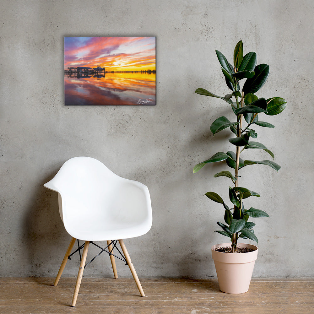 Brilliant Sunset at Hagley Landing Premium Canvas