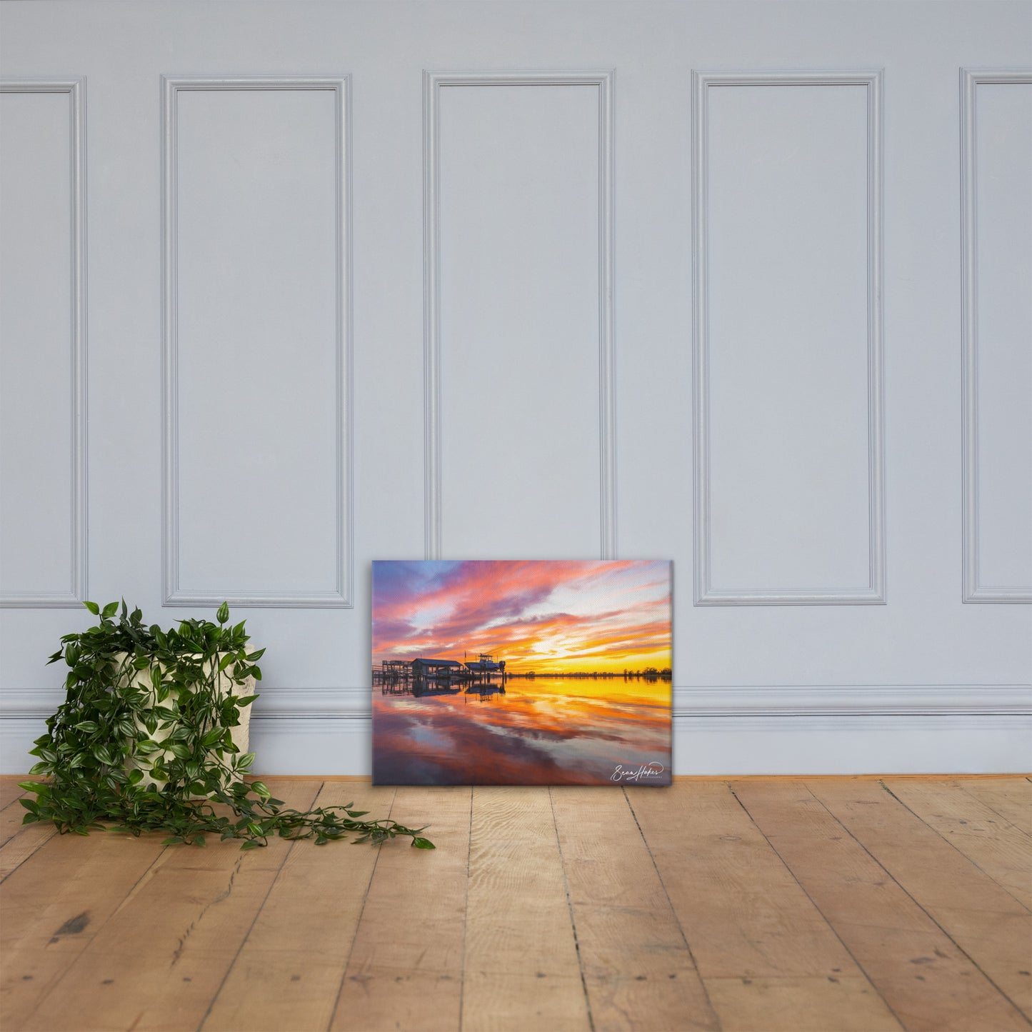 Brilliant Sunset at Hagley Landing Premium Canvas