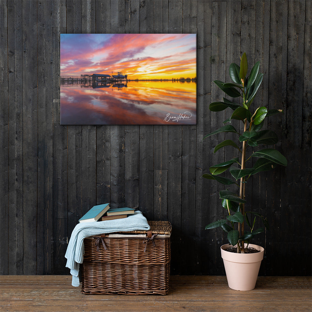 Brilliant Sunset at Hagley Landing Premium Canvas