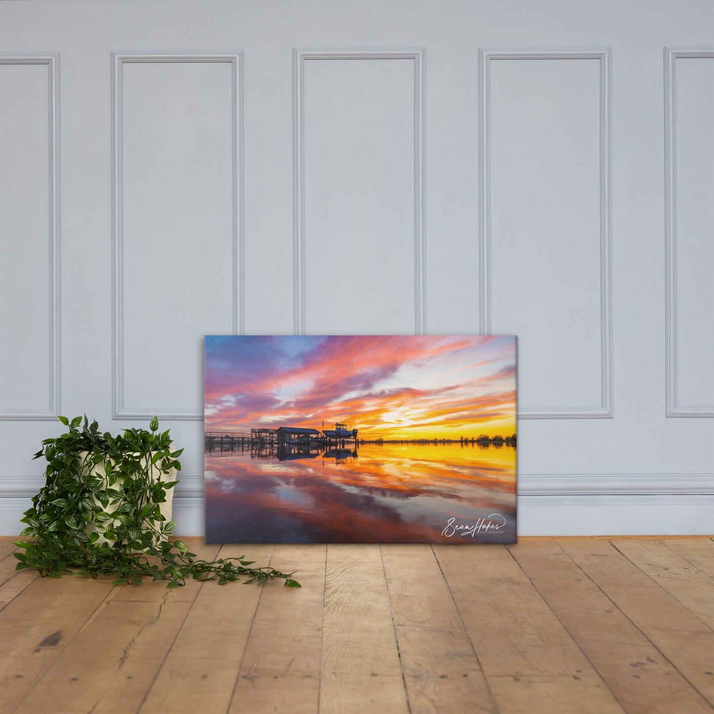 Brilliant Sunset at Hagley Landing Premium Canvas